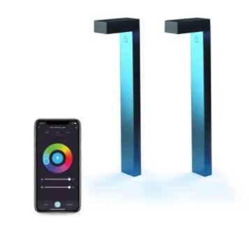 Smart Wi-Fi Plug-In Powder Coated Aluminum Black LED Path Light Extension Kit with Smart Wi-Fi Control (2-Pack)